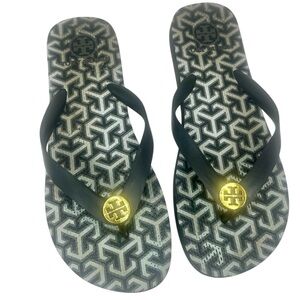 Tory Burch Isidro Logo Patterned Flip Flops | Women’s Size 11 | Beach-Ready Styl